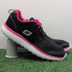 Skechers Summits New World Shoes Women's 6.5 Black‎ Pink Leather Sneakers 12997